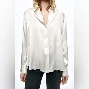 ZARA STRIPED 99% Mulberry SILK SHIRT